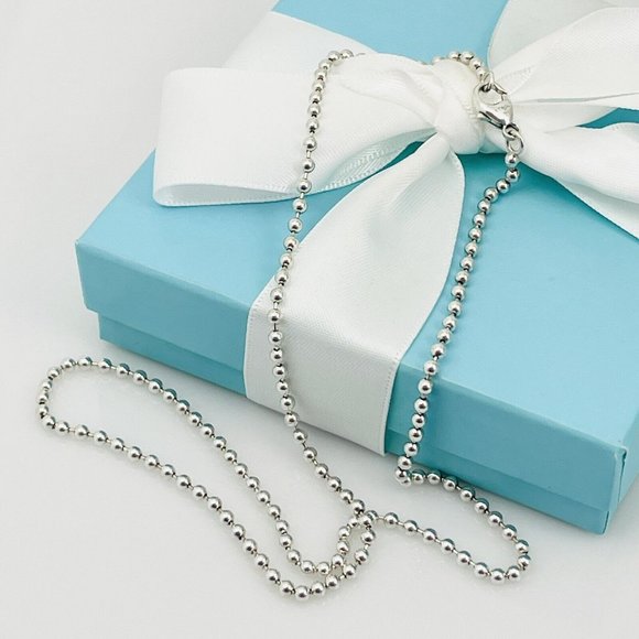 Tiffany & Co. Jewelry - 16" Tiffany Dog Chain Bead Necklace in Silver with Lobster Clasp